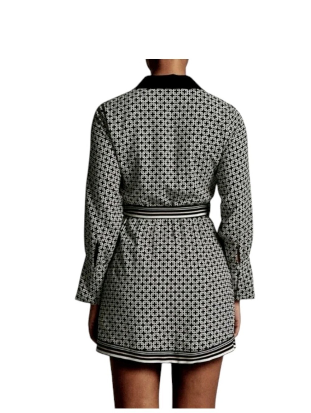 Abercrombie & Fitch B/W Wrap Dress With Waist Tie Size L NEW WITH TAGS - Picture 2 of 6